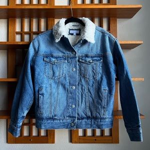 LOFT Petite Sherpa Lined Denim Trucker Jacket